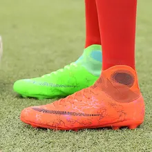Мужской, футбол, бутсы, детские футбольные ботинки, Высокие Топы, Длинные шипы, мужские футбольные бутсы, кроссовки, уличные бутсы