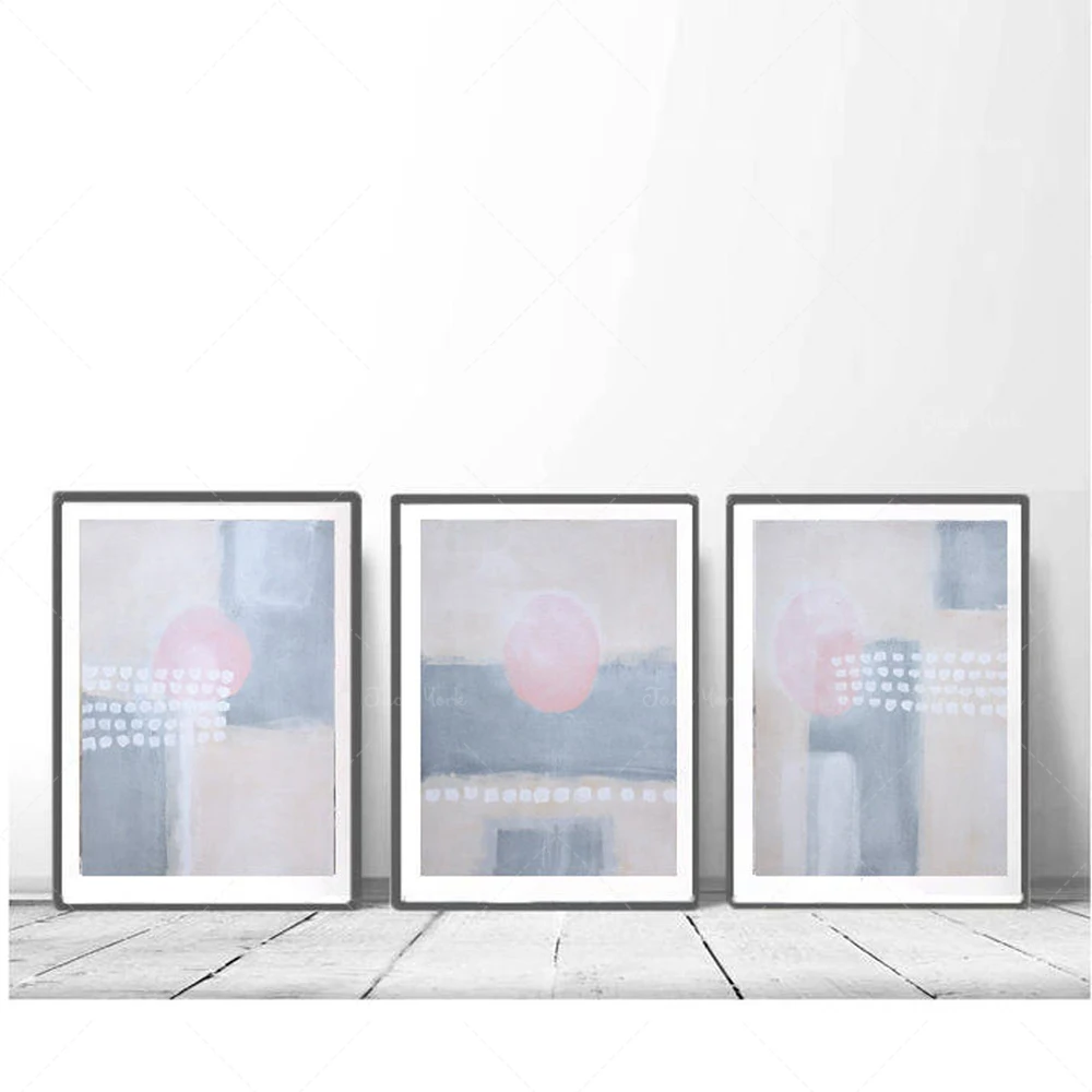 

Original abstract art, Set pink beige gray, abstract painting Triptych original art, set of 3 beige gray white wall art