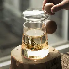 Glass Tea Cup Heat-resistant Glass Flower Teacup High Borosilicate Coffee Mug Kungfu Tea Sets Teapot With Solid Wood Handle