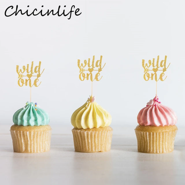 Chicinlife – décoration de Cupcake à paillettes dorées, décoration de 1er  anniversaire pour garçon et fille, fournitures de cadeaux pour bébé et  enfants - AliExpress