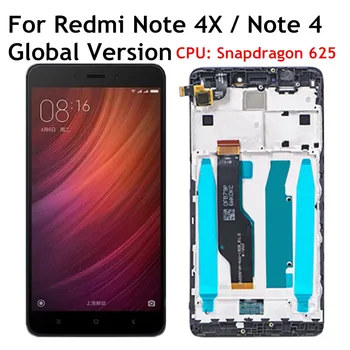 

Original LCD For Xiaomi Redmi note 4X LCD note 4 Global Version Snapdragon 625 LCD Display Touch Screen Digitizer with frame
