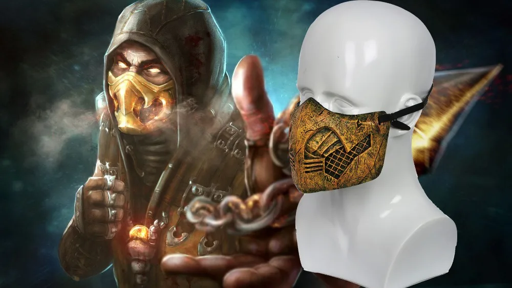 X-COSTUME mmoral Kombat X игра косплей Скорпион/Hanzo Hasashi сандалии деревянная маска Аксессуары для костюмов на Хэллоуин Опора