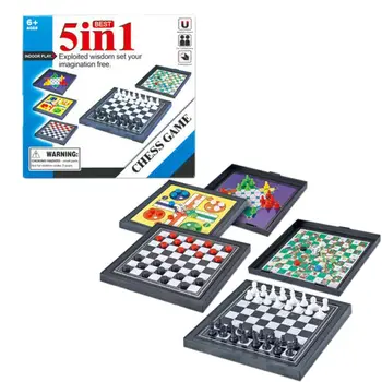 

5 In 1 Magnetic Chessmen Checkers Board Game Flying Chess Kids Classic Flying Puzzle Game Set Accessories. New