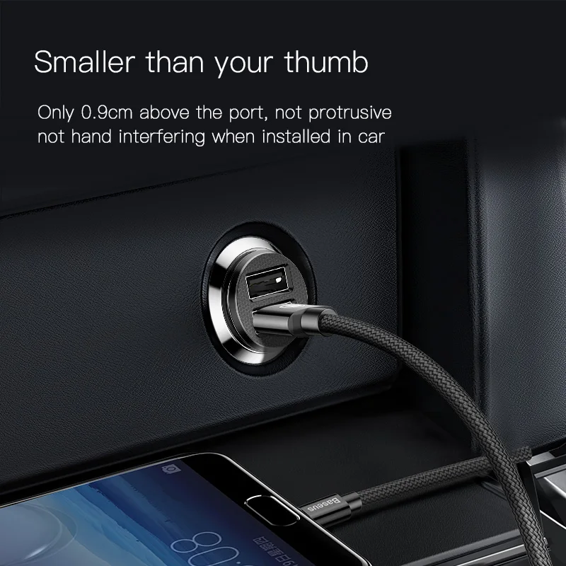 Baseus Mini Dual USB Автомобильное зарядное устройство 5 В 3.1A Быстрая зарядка 2 порта USB телефон автомобильное зарядное устройство адаптер для мобильного телефона планшета автомобильное зарядное устройство