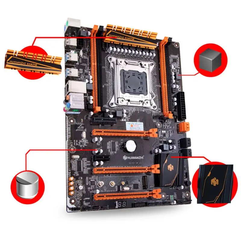 

Huananzhi X79 Motherboard LGA 2011 ATX USB3.0 SATA3 PCI-E NVME M.2 Support 4x16G REG ECC Memory and Xeon E5 Processor 12/5000 t