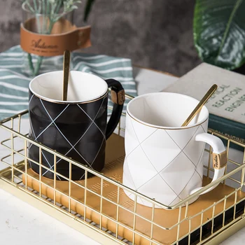 

Nordic White Cup Couple Coffee Breakfast Milk Office Reusable Smoothie Mug Ceramic Creative Kubek Termiczny Tableware DE50MK