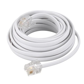 

Phone male to male RJ11 Plug adapter cable 10-feet length for the fixed-line phone White