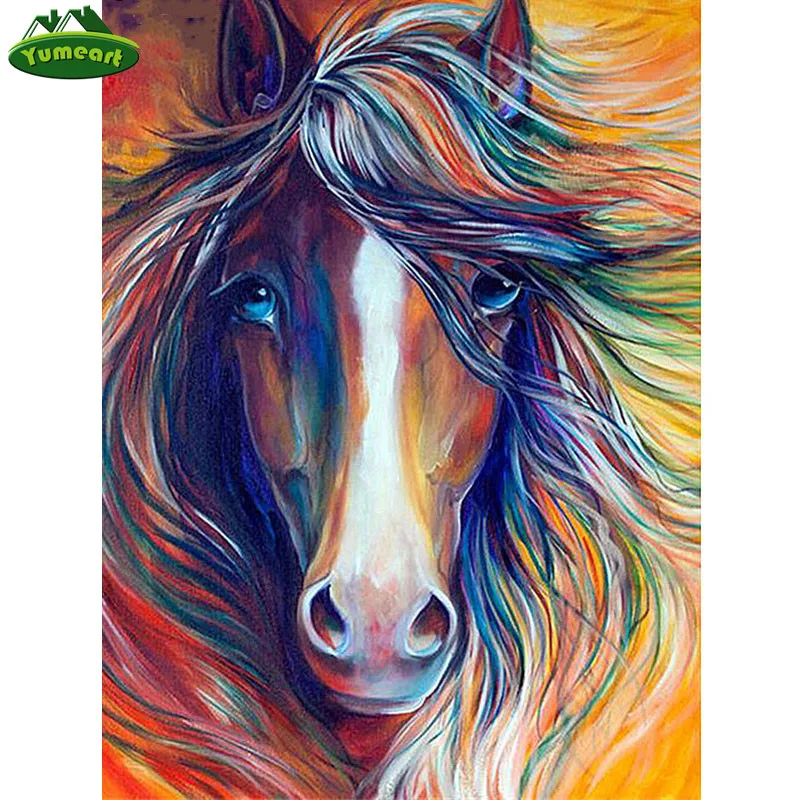 YUMEART ремесла 5D DIY алмазная живопись животное красочный лошадь Стразы Алмаз Dotz