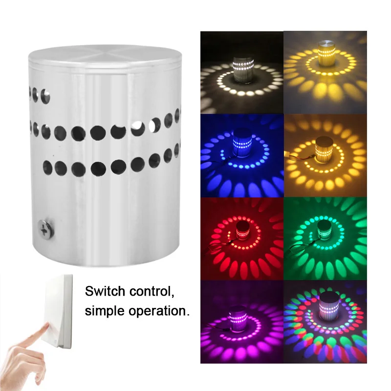 3 Вт RGB светодиодный настенный светильник бра с алюминиевым корпусом + 24 клавиши