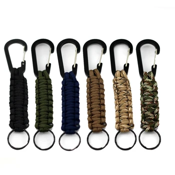 

1PC Outdoor Survival Kit Parachute Cord Keychain Military Emergency Paracord Rope Carabiner For Keys 140kg Tensile Strength