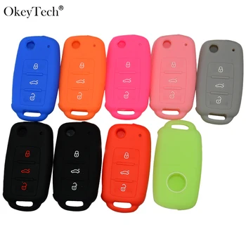 

OkeyTech Protective Silicone Remote Car Key Case Cover For Volkswagen VW POLO Tiguan Passat B5 B6 B7 Golf EOS Scirocco Jetta MK6