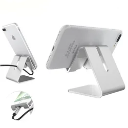Support de téléphone portable en alliage d'aluminium, support de bureau plat, paresseux, charge, siège de téléphone portable, support métallique personnalisé, cadeau 