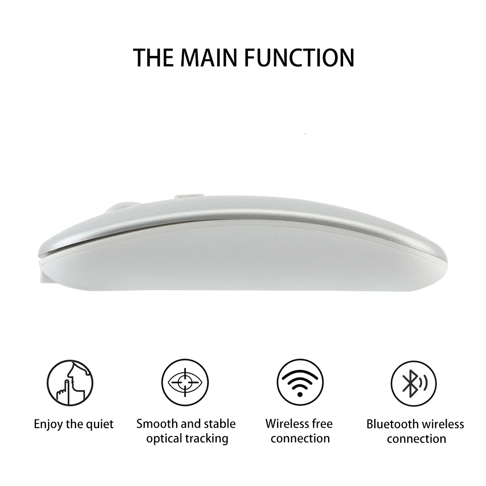 CHYI Bluetooth 5,0+ 2,4 ГГц Беспроводная Двухрежимная Usb перезаряжаемая компьютерная мышь эргономичная ультра тонкая Бесшумная оптическая мышь для ПК