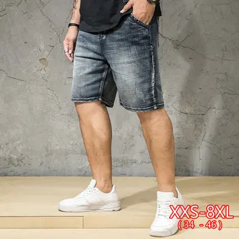 

High Quality Summer New Men's Stretch Short Jeans Big Size 40 42 44 46 Fashion Casual Loose Fit Elastic Denmin Shorts Male
