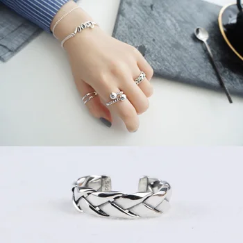 

925 sterling silver ring trend creative heavy industry chain ring opening adjustable fashion personality female silver hand jewe