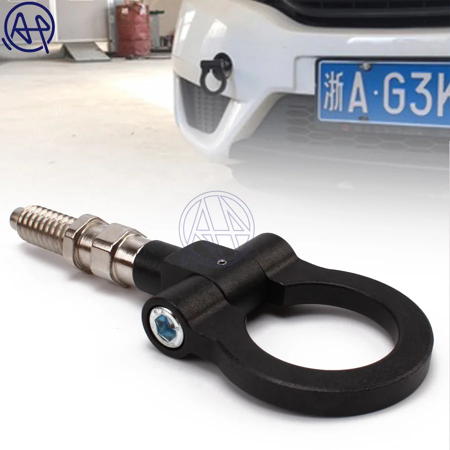 Black New Billet Aluminum Universal Car Trailer Ring Tow Towing Hook