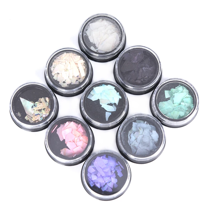 1box 3D Irregular Dyed Natural Freshwater Shell Slice Glitter Sheet Flake Sequins Fragments Gradient Nail Art DIY Manicure Decor