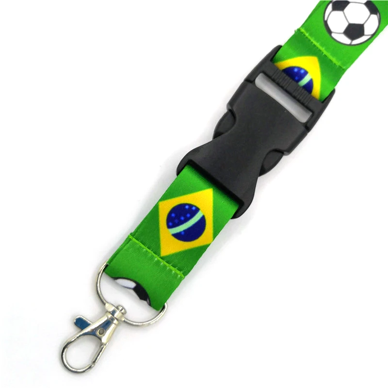 Флаг Бразилии футбол Винтаж 90s для женщин шеи ремешок брелок мобильный телефон ремень ID держатель Веревка брелок косплей