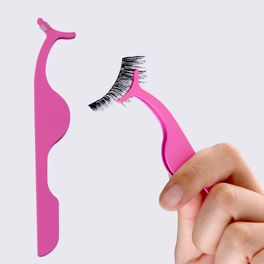 1pc False Eyelash Tweezers Fake Eye Lash Applicator Eyelash Extension Curler Nipper Auxiliary Clip Clamp Makeup Forceps Tools