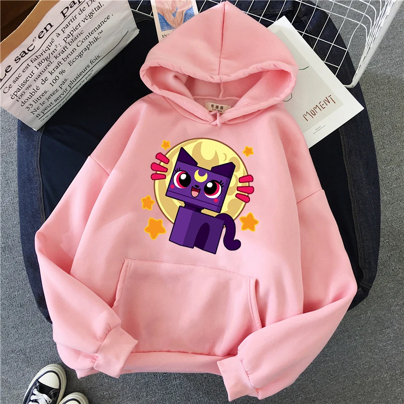 

Winter Harajuku Sailor Moon of the cat print hoodies men loose Oversized pullover clothes Unisex hip hop man funny streetwear