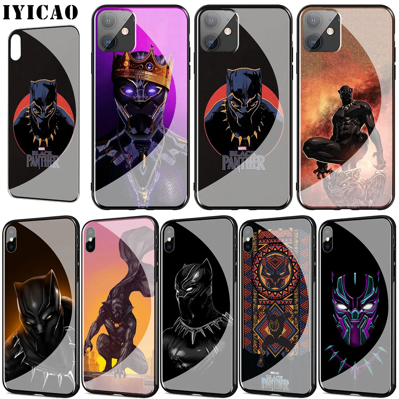 Мстители Marvel Черная пантера чехол из закаленного стекла для телефона iPhone 11 Pro XR X XS
