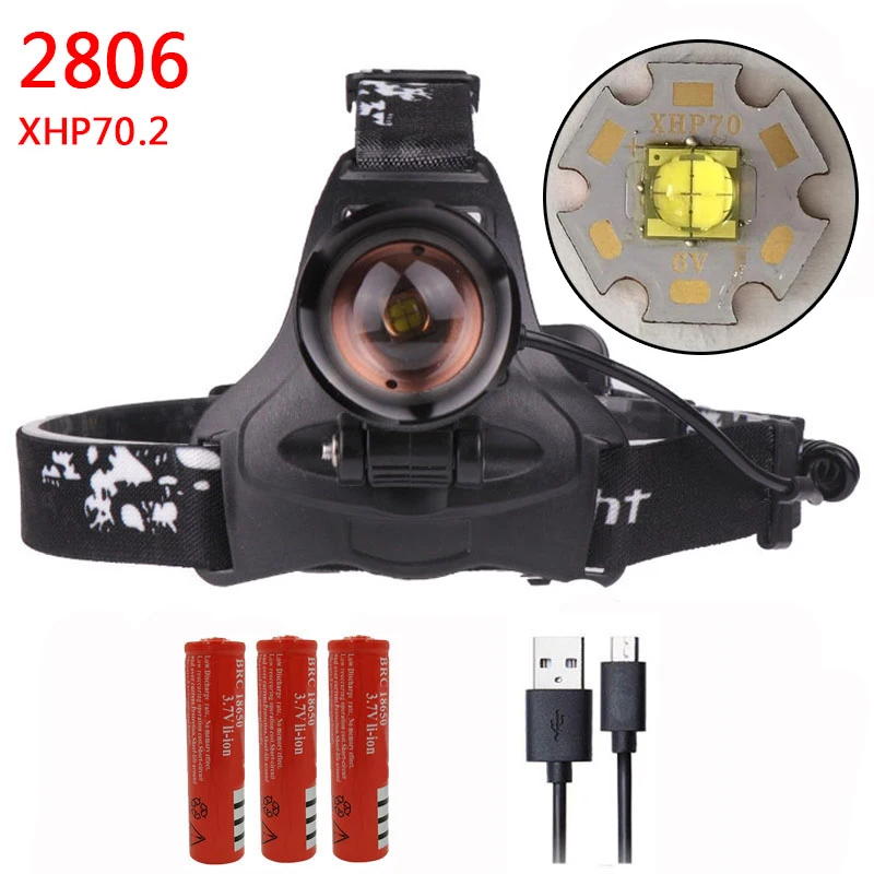 Litwod Z202608 32 Вт CREE XHP70.2 налобный светильник 3200lum Мощный светодиодный налобный фонарь с зумом головной светильник фонарь - Испускаемый цвет: Option F