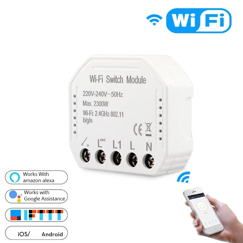 2 шт Wifi умный светильник переключатель Diy выключатель модуль Smart Life/приложение Tuya пульт дистанционного управления, работает с Alexa Echo Google-Home