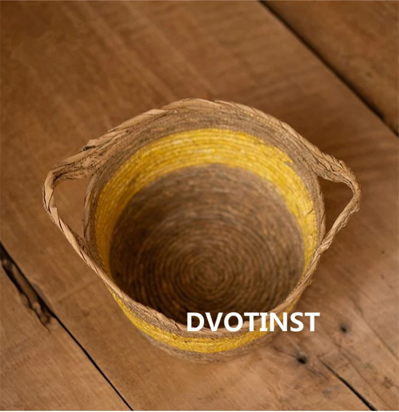 Dvotinst новорожденный реквизит для детской Ретро Ручной Работы Соломенная круглая корзина ведро аксессуары для фотостудии реквизит для фотосессии