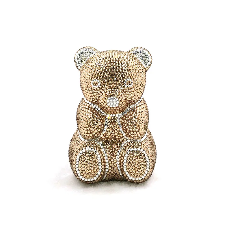 Bridal wedding party women evening party bag animal cute lovely Teddy bear top quality clutches elegant classical crystal purses women evening bag