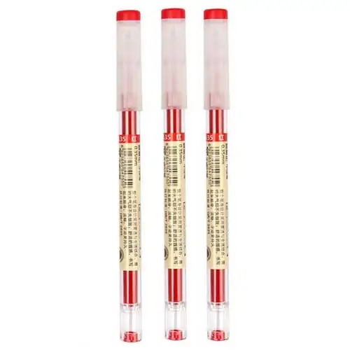 Japanese Ballpoint pen 0.35 mm Black Blue Ink Pen School Office student Exam Signature pens for Writing Stationery Supply 3 pcs red