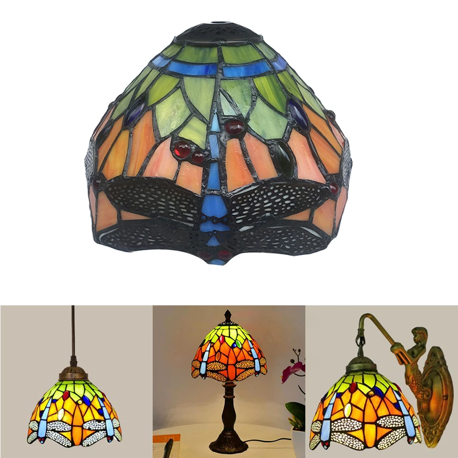 Woerfu Tiffany Lampshade Dragonfly Lampshade Table Lamp Wall Lamp Pendant Light Diy Lamp Covers Shades Aliexpress