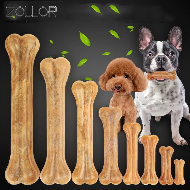 

ZOLLOR NEW Dog Chews Toys Pet Toy Supplies Leather Cowhide Bone Molar Teeth Clean Stick Food Treats Dogs Bones Puppy Accessories
