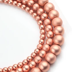 Rainbow Hematite and Black Gold Natural Stone Beads - 6mm 61pcs (Matte rose gold)