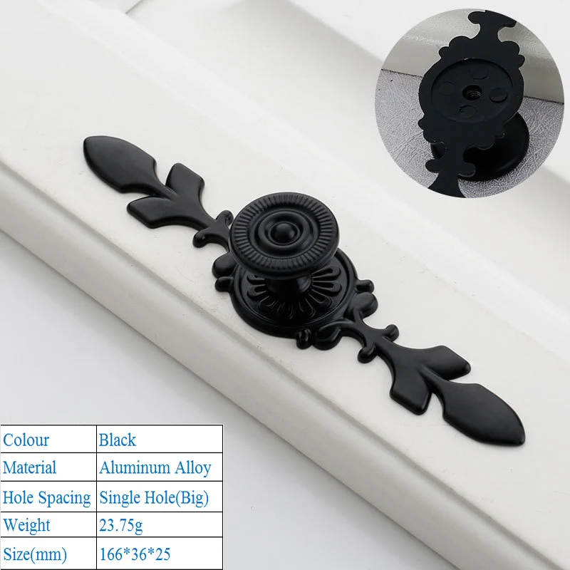 LBA мебель шкафы дверная ручка Американский Алюминиевый сплав декоративные мебельные ручки черные нажимные ручки - Цвет: Black 9036-Big