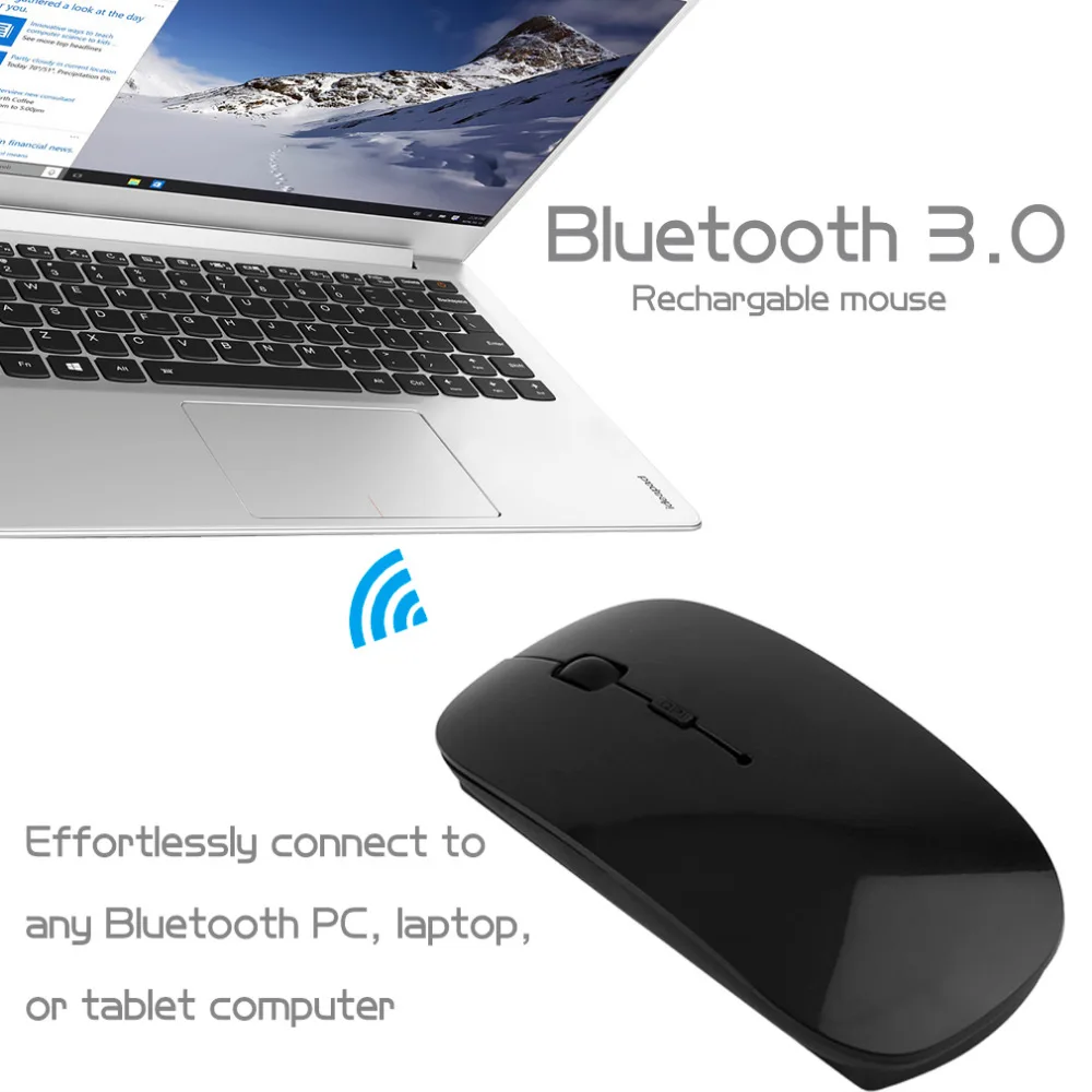 Портативная перезаряжаемая Bluetooth 3,0 игровая беспроводная мышь для ноутбука, ПК, планшетов, компьютера, регулируемая мышь 1200 dpi, VML-09