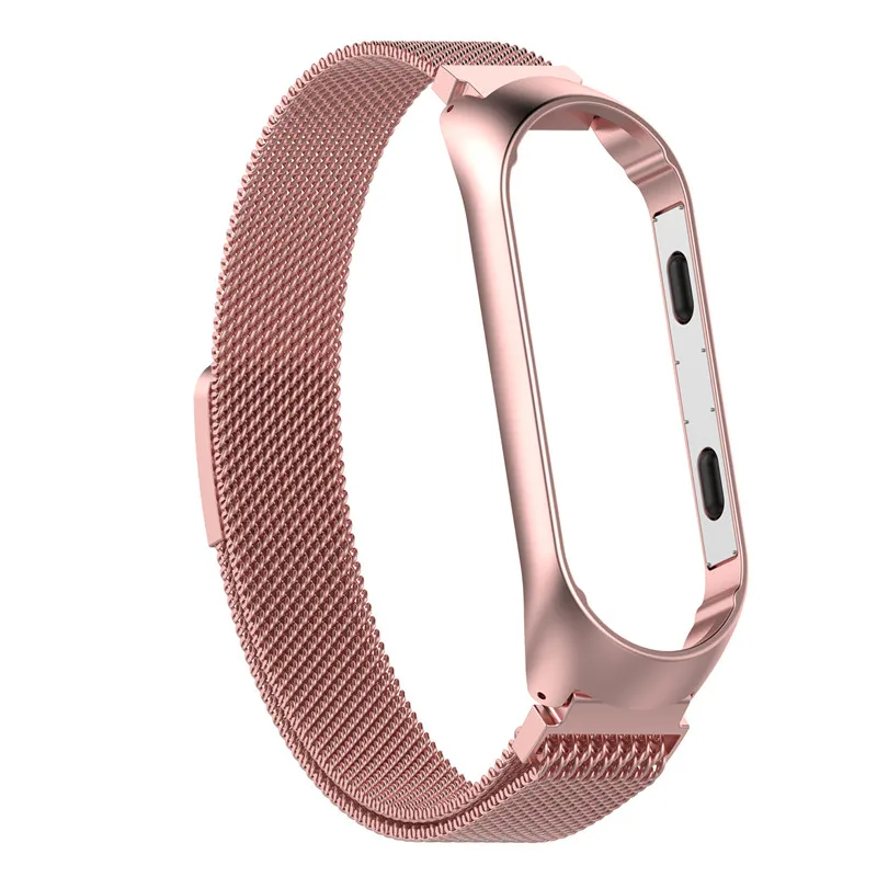 Rose Gold Mi Band 3 4 ремешок на запястье металлический Безвинтовой браслет из нержавеющей стали для Xiaomi mi 4 3 Ремешок Браслет mi Band 4 3 браслеты Pulseira - Цвет: Rose Gold