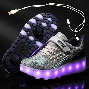 

Heelies 2020 New USB Charge LED Colorful Children Kids Fashion Sneakers with Two Wheels Roller Skate Shoes Boys Girls Shoes 03