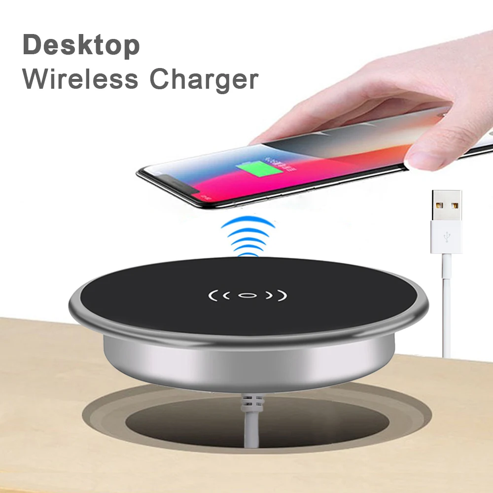 Настольное встроенное Беспроводное зарядное устройство для iPhone 11 X Samsung S10 Xiaomi mi 9