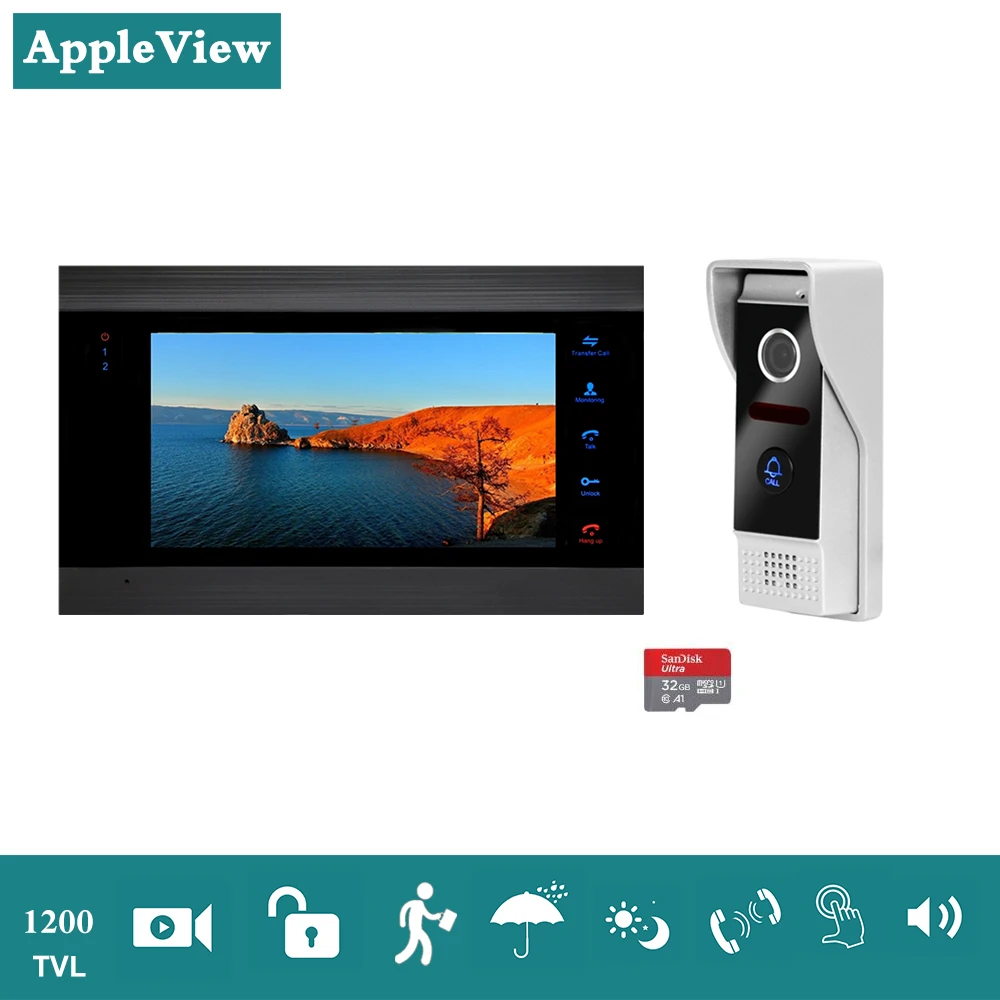 

1200TVL HD Video Door Phone Intercom Entry System With Motion Detection Night Vision