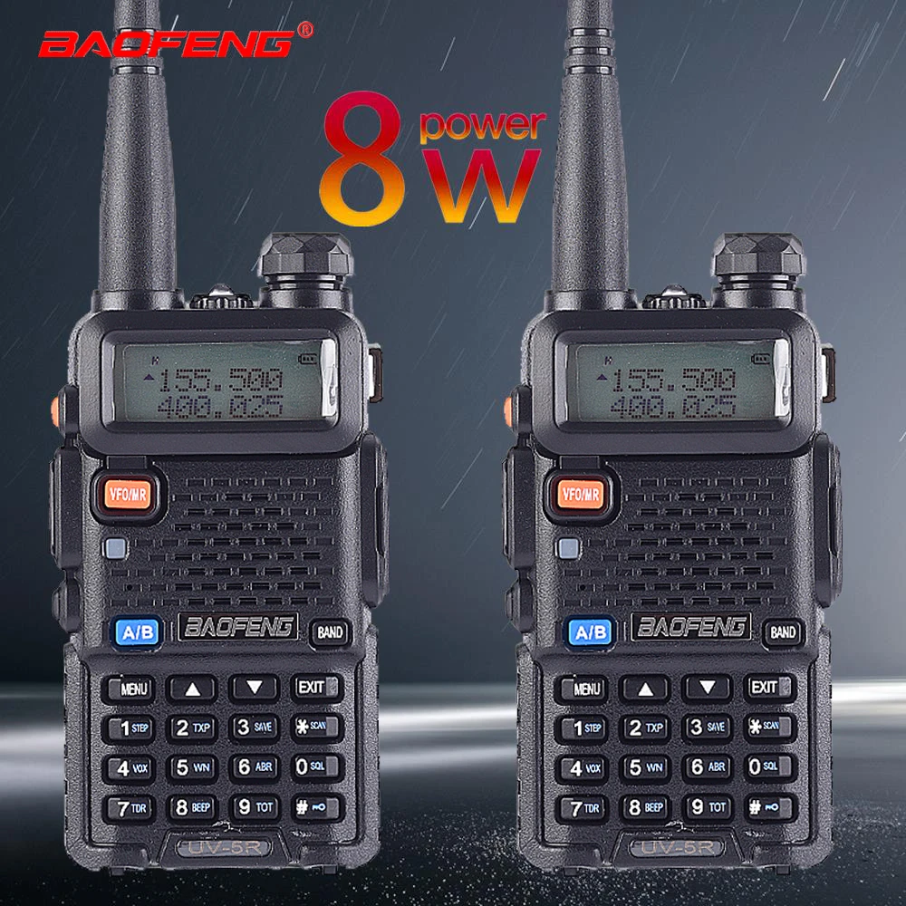 2pcs Baofeng UV-5R 8W True High Power 8 Watts powerful Walkie Talkie long range 10km Dual Band Two Way Radio CB Portable Hunting 2pcs Baofeng UV-5R 8W True High Power 8 Watts powerful Walkie Talkie long range 10km Dual Band Two Way Radio CB Portable Hunting
