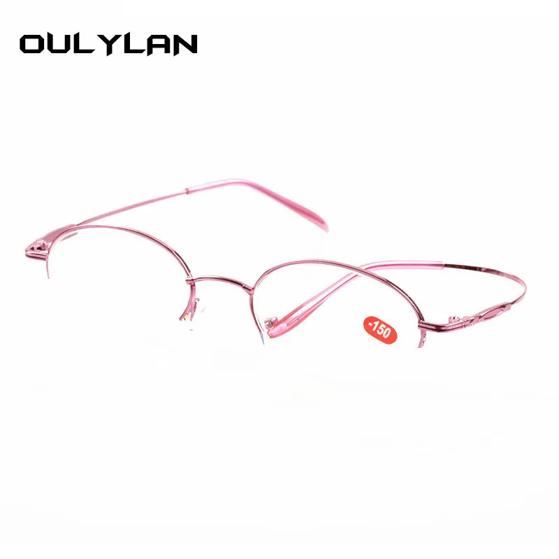 Oulylan, металлическая полуоправа, очки для близорукости, женские, мужские, ультралегкие, близорукие, Sutdent, очки для близоруких-1,0-4,0