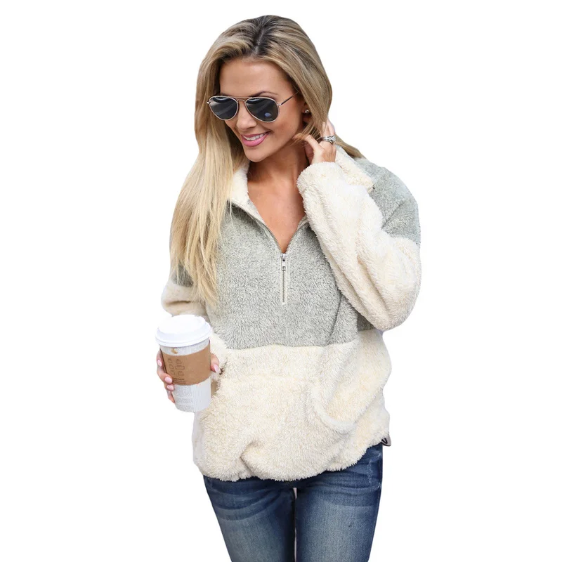 

2019 Women Hoodies Pullovers Long Sleeve Winter Coat Korean Women's Clothes Outwear Hooded Hairy Jacket Harajuku Womens Clothing