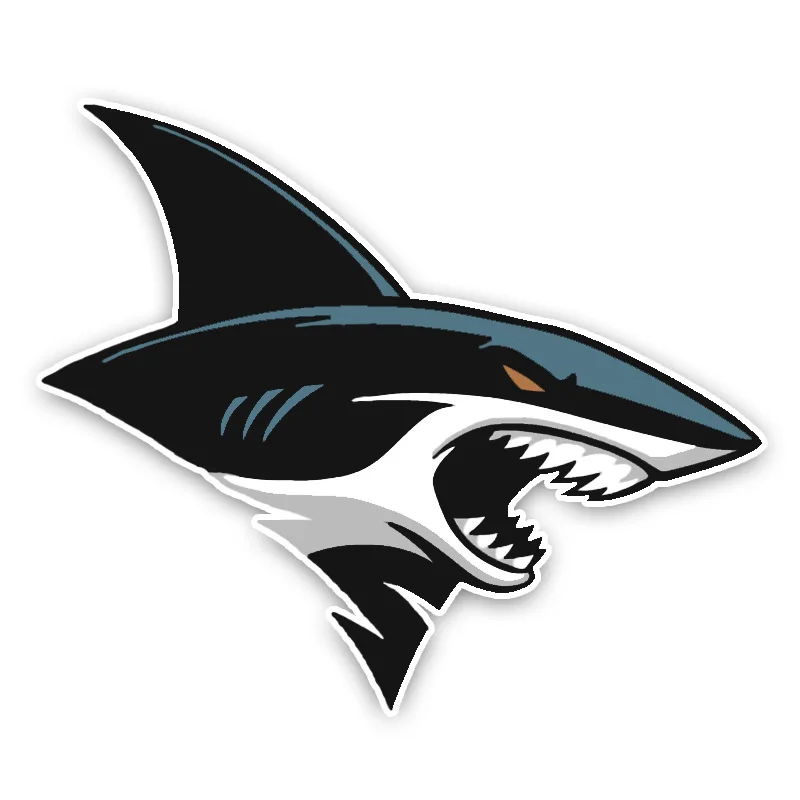 

Interesting Sharks Cartoon Colored PVC Creative Car Sticker Decoration Graphic Waterproof Reflective Accessories,15cm*13cm