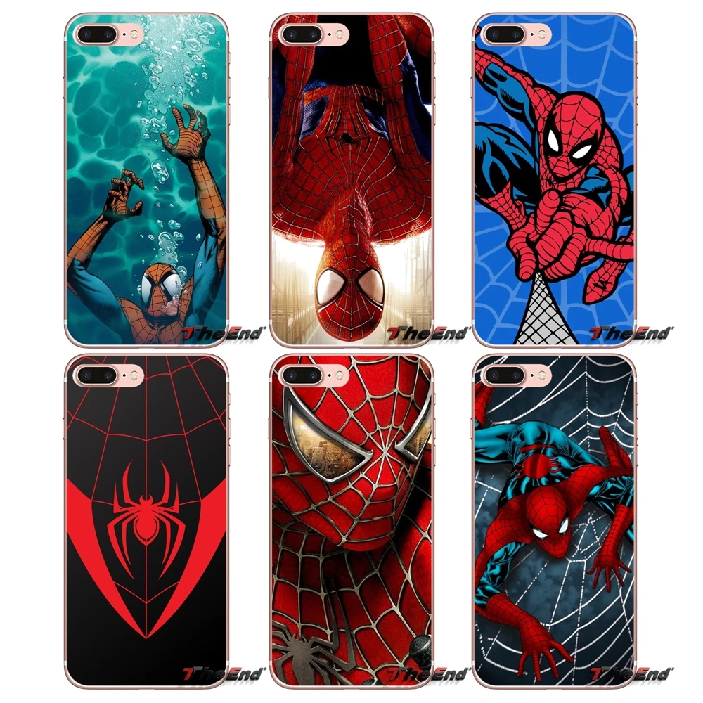 Marvel Comics &quotЧеловек-паук&quot для Apple IPhone X 4 4S 5 5S SE 5C 6 6s 7 8 плюс Plus прозрачный мягкий