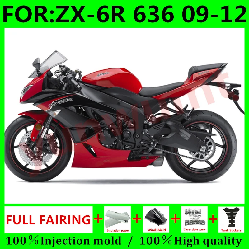 New ABS Motorcycle Whole Fairings Kit Fit for kawasaki Ninja ZX-6R ZX6R 09 10 11 12 636 2009 2010 2011 2012 fairing red black | Автомобили