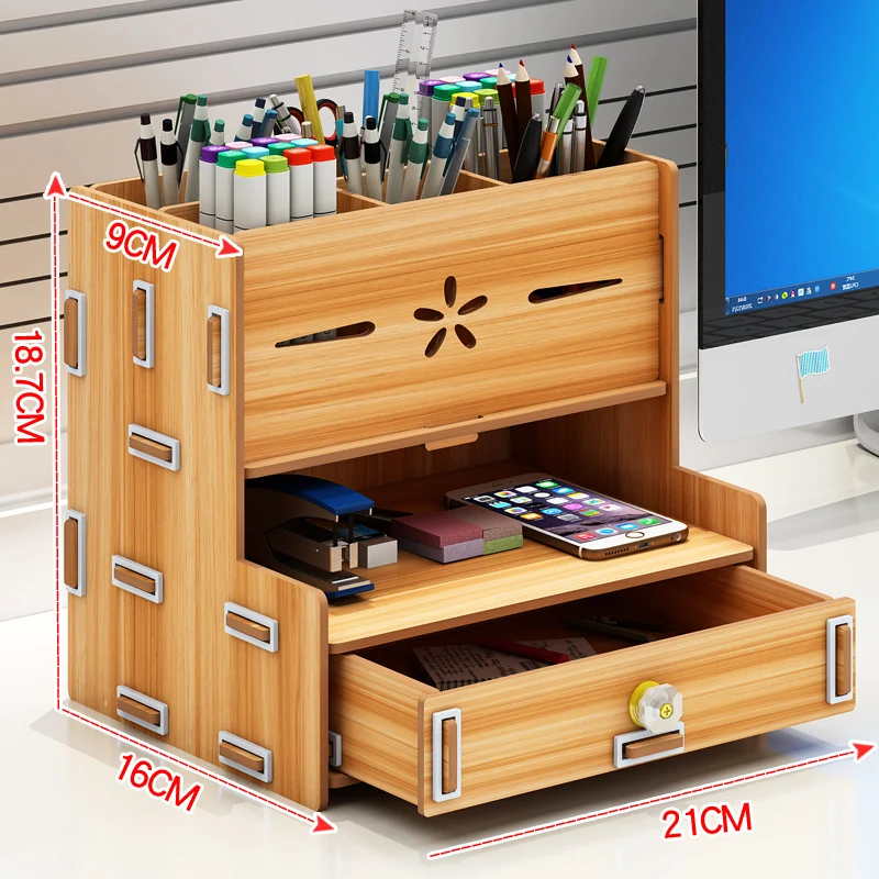 Креативная модная коробка для хранения Обои для рабочего стола студенческие офисные принадлежности емкость для ручек Канцтовары контейнер для хранения ручек - Цвет: brown