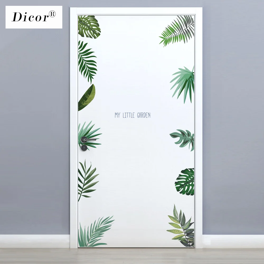 DICOR Green Leaves Wall Stickers Home Decor Living Room Decoration for Door Sticker Creative Removable Pvc Bedroom Decor Diy New
