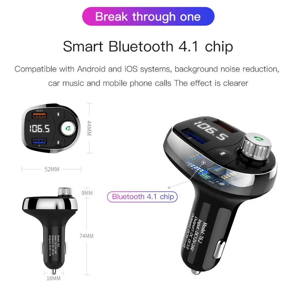 SRUIK Bluetooth fm-передатчик беспроводной автомобильный радиопередатчик адаптер автомобильный комплект fm-модулятор с QC3.0 автомобильное зарядное устройство модулятор