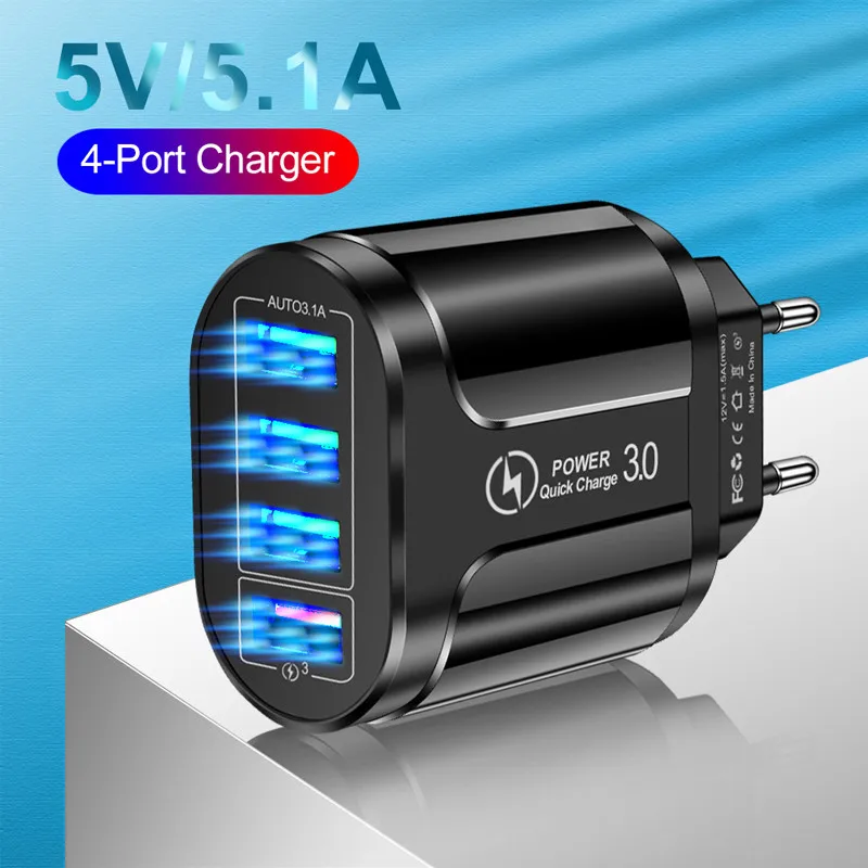 5V 5A Phone Charger Adapter AC DC Converter 220V TO 5V 4 USB Power Supply Source For Iphone Samsung Huawei power adapter