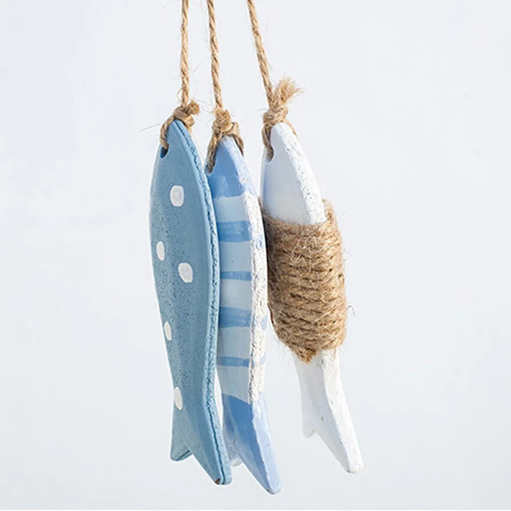 Fish Outdoor Decor String Wooden Fish Cast Nets For Decoring For Kindergarten
